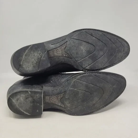 Ariat Boots Mens 9.5D Black Deertan Leather Heritage R Toe Western 10002218 - Picture 8 of 10